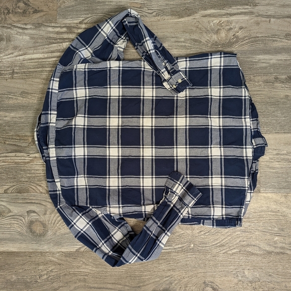 Banana Republic Factory Standard Fit blue plaid long sleeve button down L - Picture 6 of 6